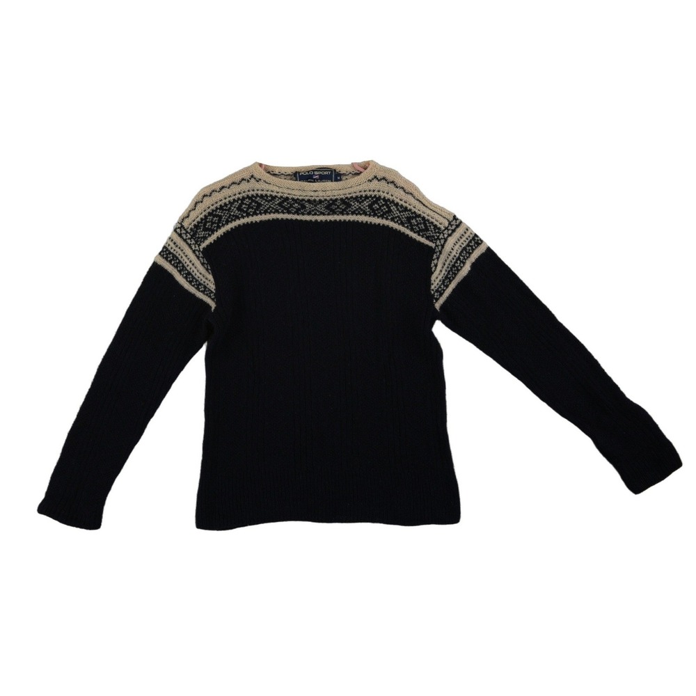 Polo Sport Ralph Lauren 100% Wool Sweater Men's Size Medium Blue Hand Knit